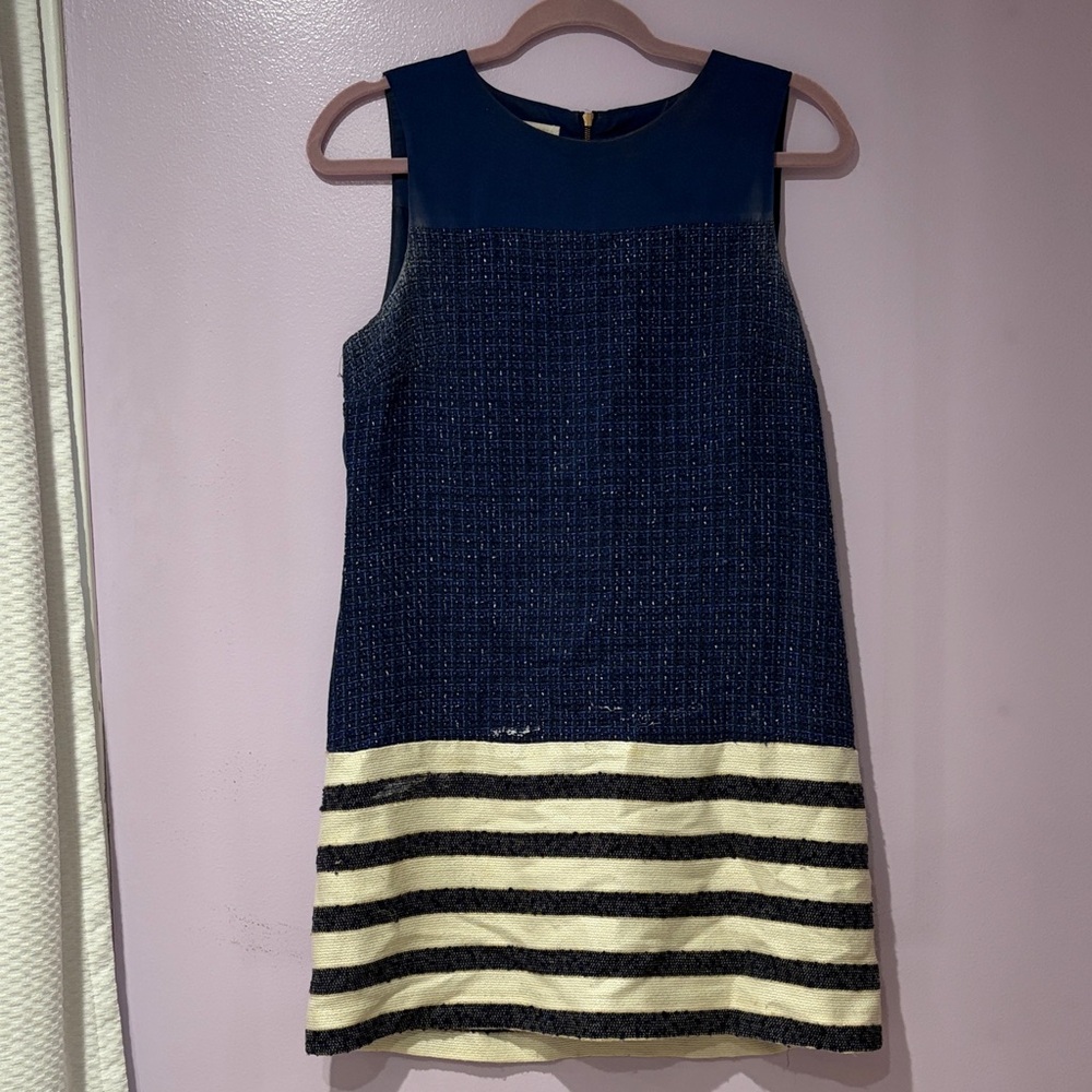 Boston Proper Navy and Cream Striped Dress